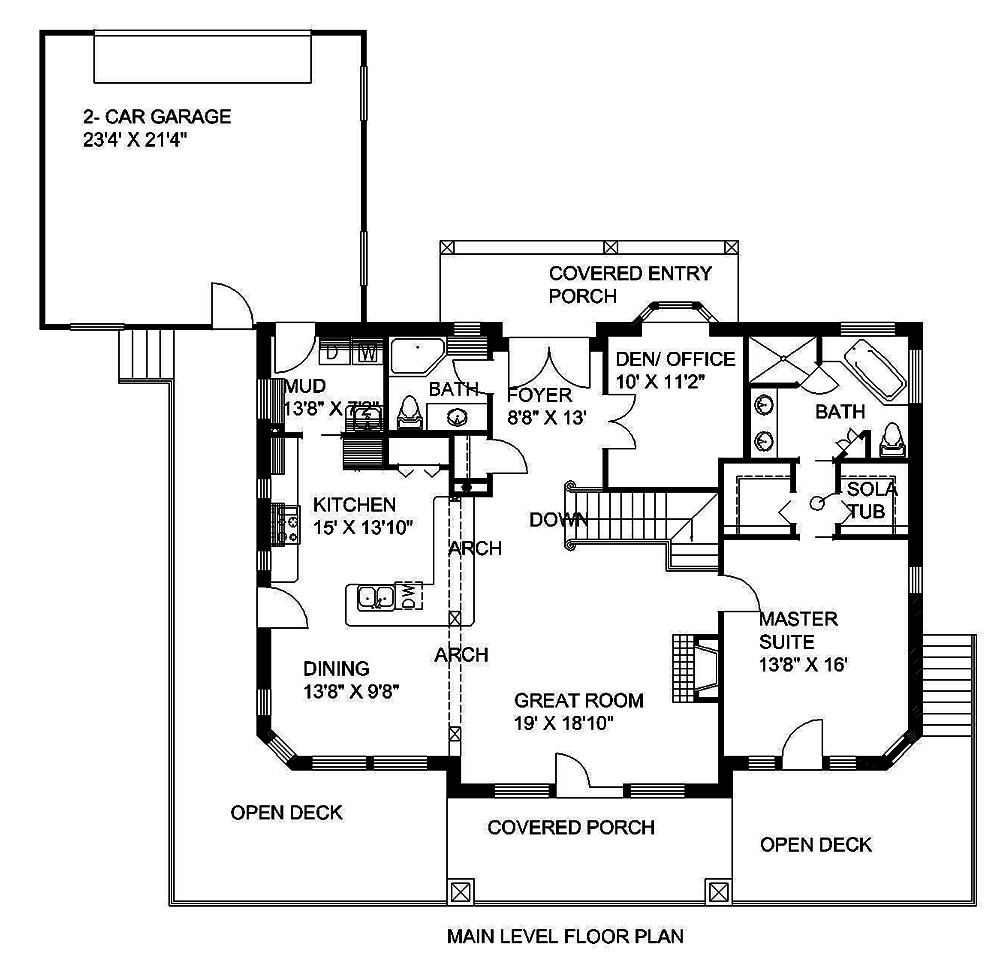 Floor Plan First Story of Beachfront Plan #132-1560