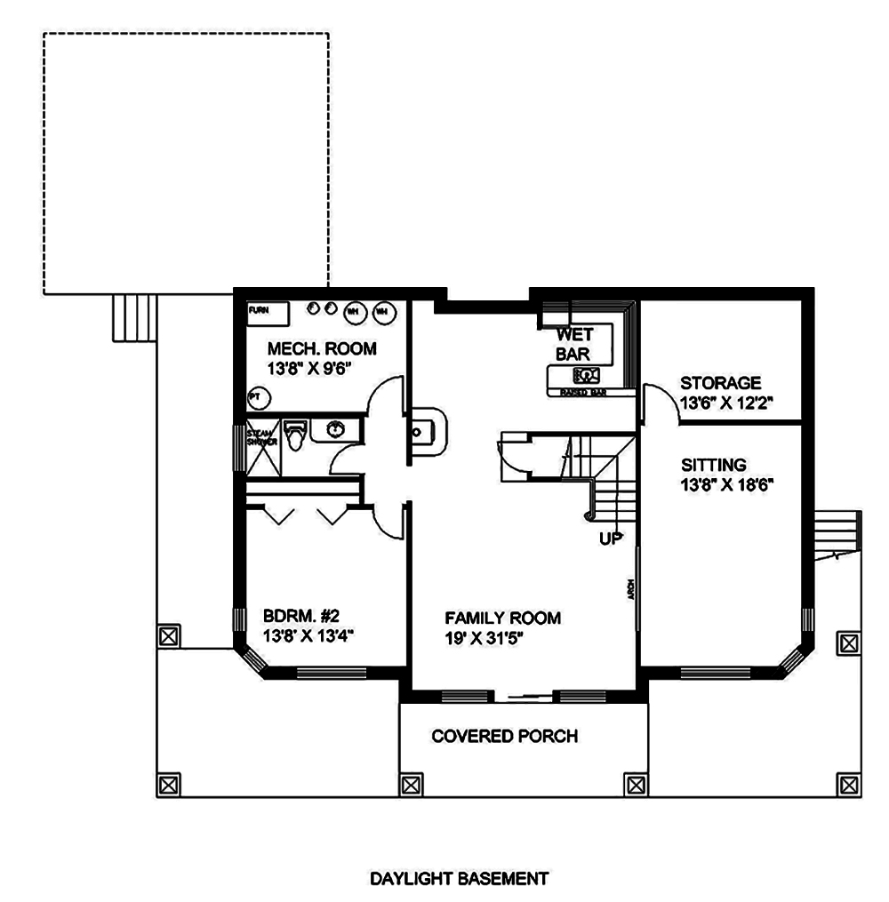 Floor Plan Basement of Beachfront Plan #132-1560
