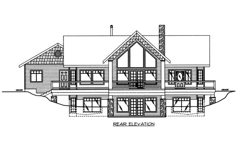 Home Plan Rear Elevation of this 2-Bedroom,3304 Sq Ft Plan -132-1560
