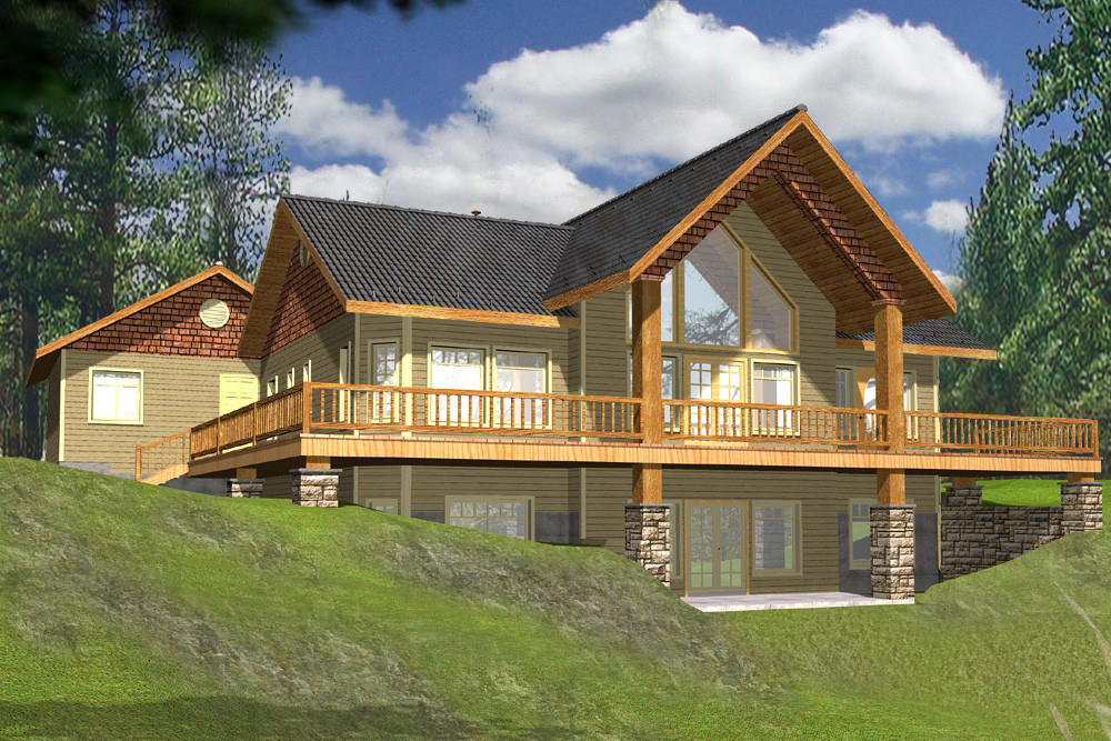 Front Elevation of this Beachfront House (#132-1560) at The Plan Collection.