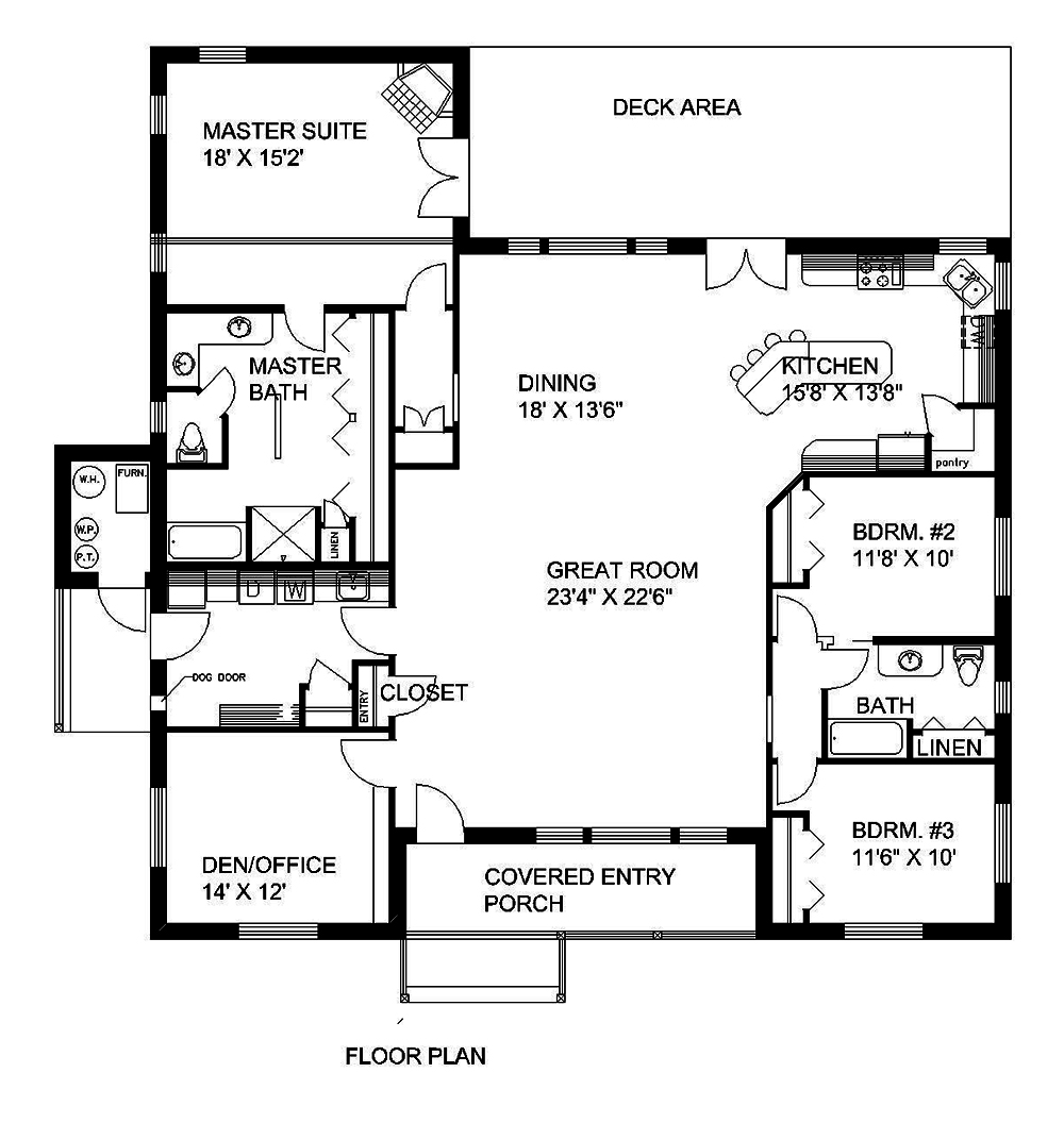 Floor Plan First Story of Ranch Plan #132-1561