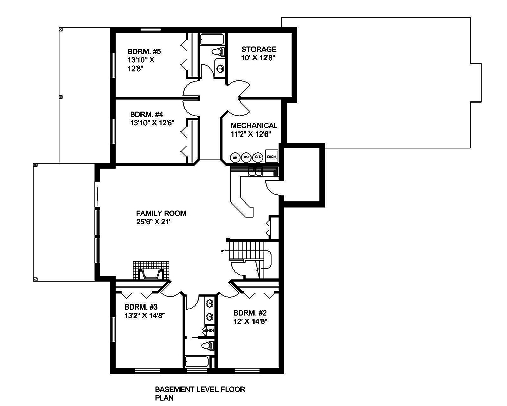 Floor Plan Basement of Coastal Plan #132-1562