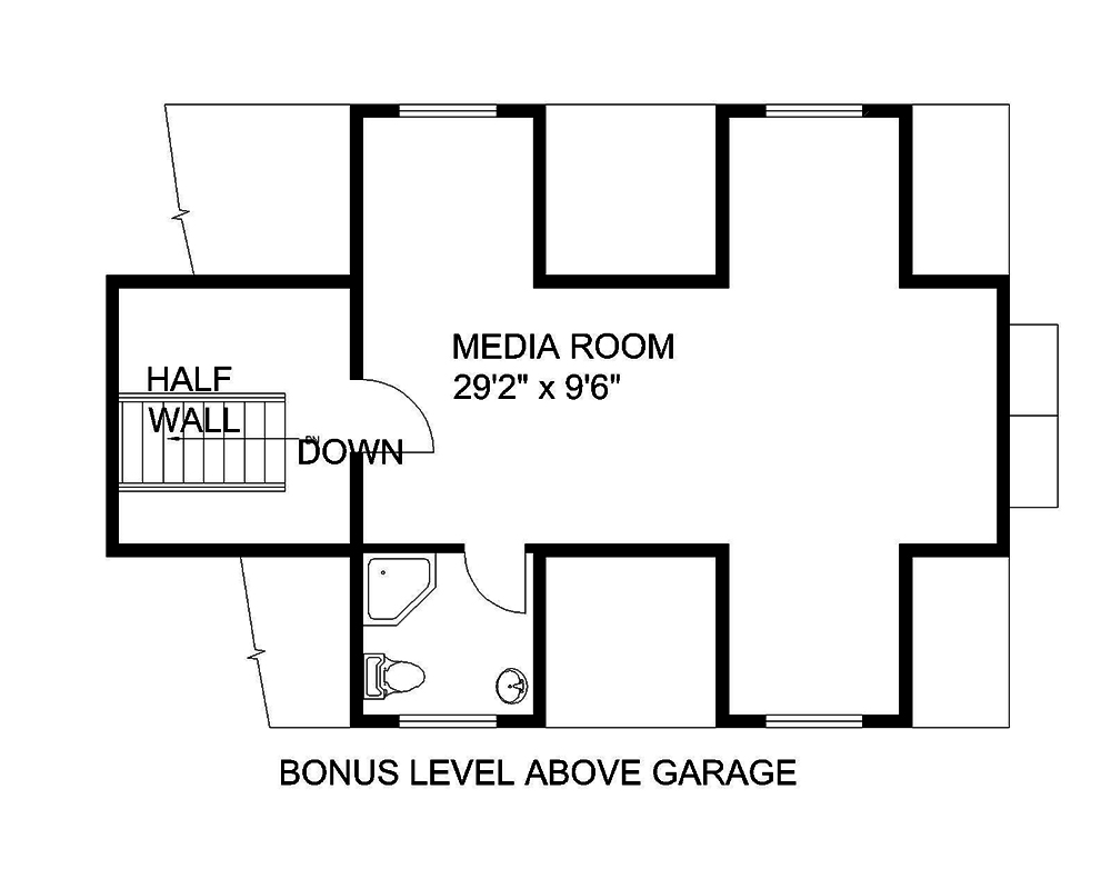Floor Plan Bonus Room of Coastal Plan #132-1562