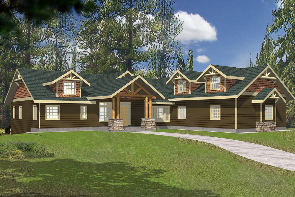 Front Elevation of this Coastal House (#132-1562) at The Plan Collection.