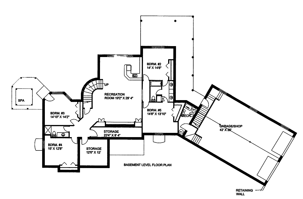 Floor Plan Basement of Ranch Plan #132-1563