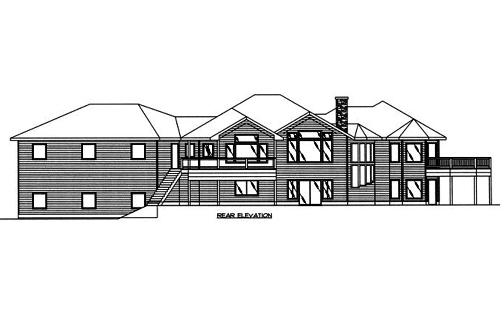Home Plan Rear Elevation of this 5-Bedroom,4632 Sq Ft Plan -132-1563