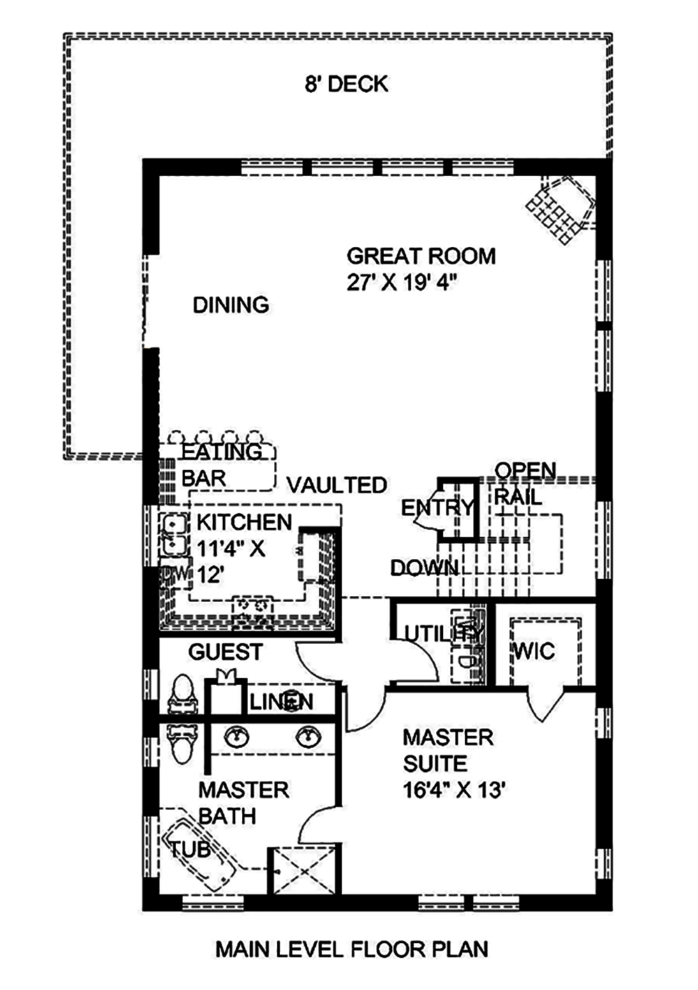 Floor Plan First Story of Cottage Plan #132-1564