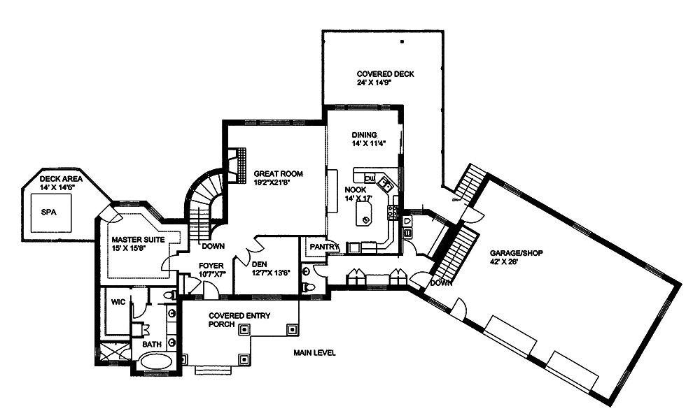 Floor Plan First Story of Cottage Plan #132-1566