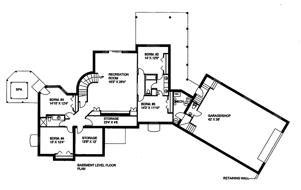 Floor Plan Basement of Cottage Plan #132-1566