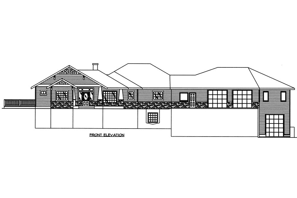 Home Plan Front Elevation of this 5-Bedroom,4286 Sq Ft Plan -132-1566