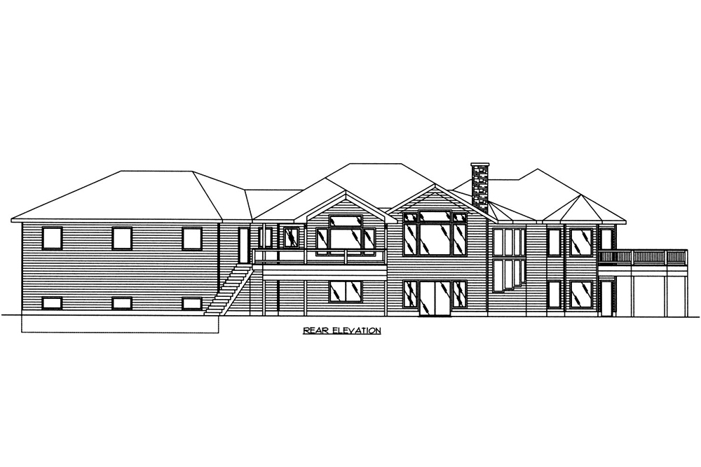 Home Plan Rear Elevation of this 5-Bedroom,4286 Sq Ft Plan -132-1566