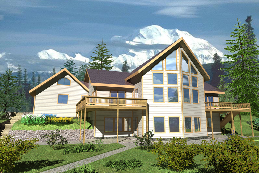 Front Elevation of this Beachfront House (#132-1567) at The Plan Collection.