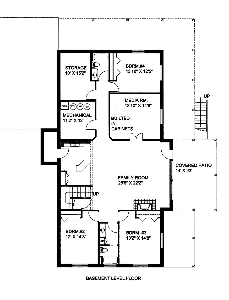 Floor Plan Basement of Craftsman Plan #132-1568