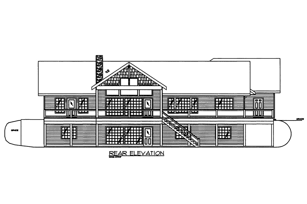 Home Plan Rear Elevation of this 5-Bedroom,5628 Sq Ft Plan -132-1568