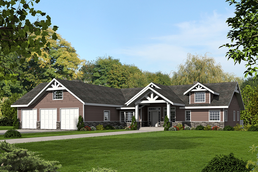 Front Elevation of this Craftsman House (#132-1568) at The Plan Collection.