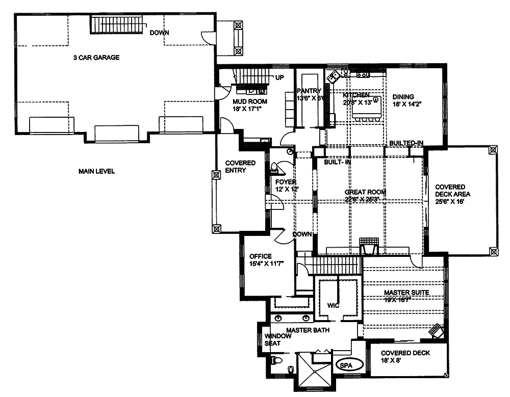Floor Plan First Story of Craftsman Plan #132-1569