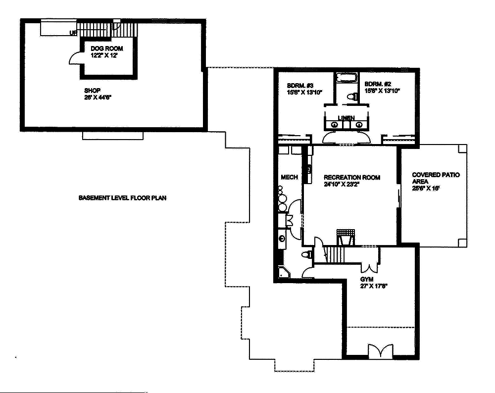 Floor Plan Basement of Craftsman Plan #132-1569