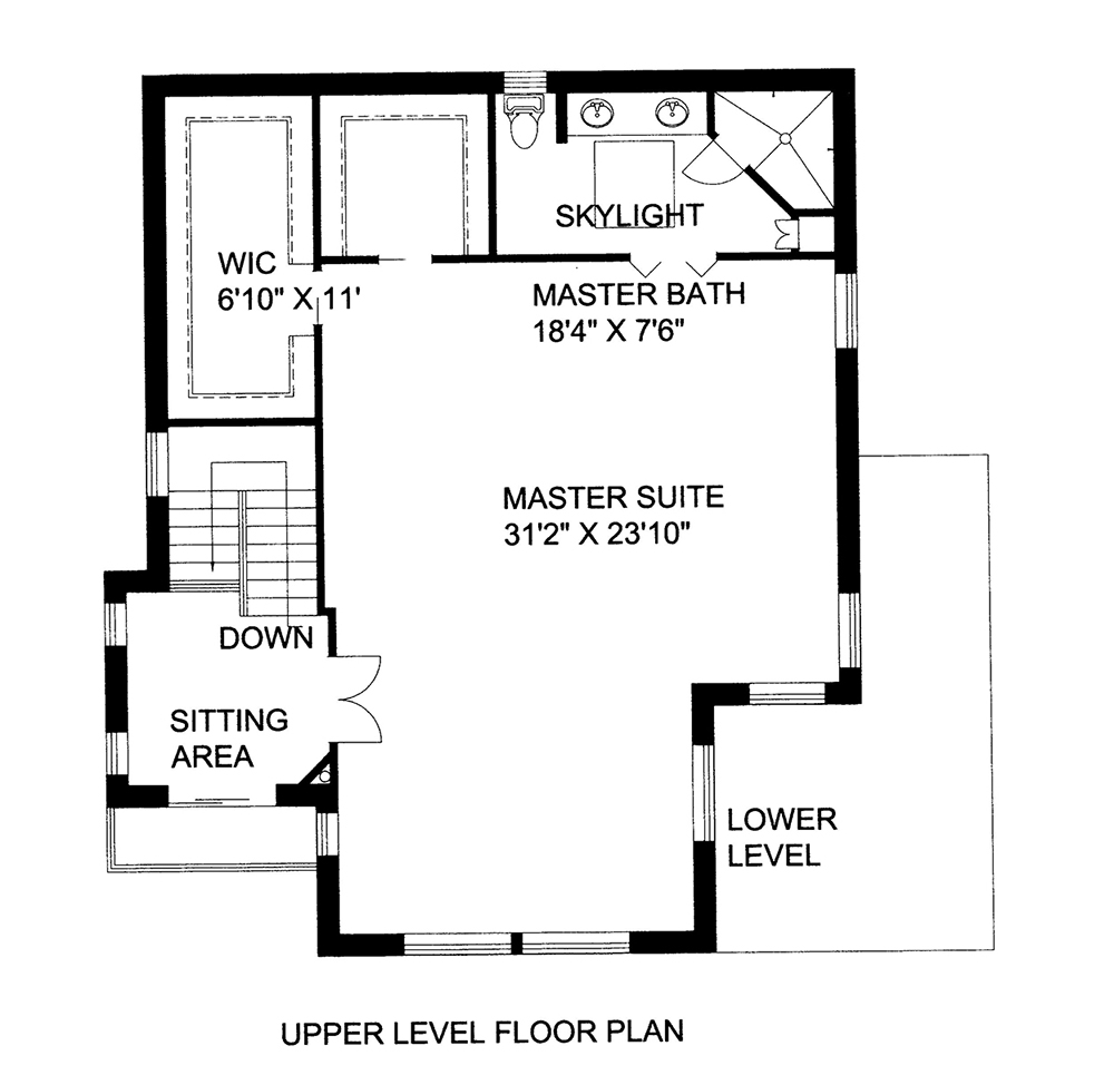 Floor Plan Second Story of Contemporary Plan #132-1571