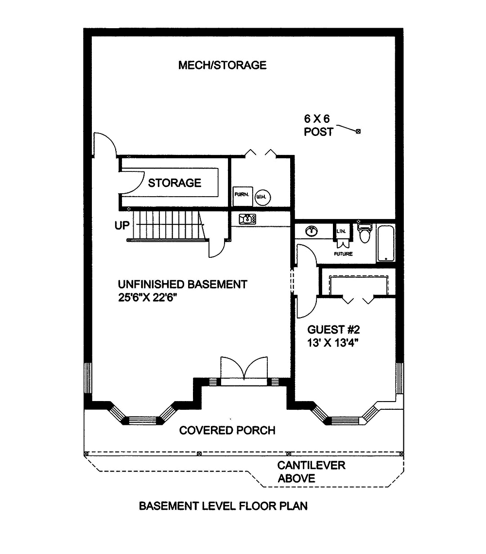 Floor Plan Basement of Craftsman Plan #132-1572