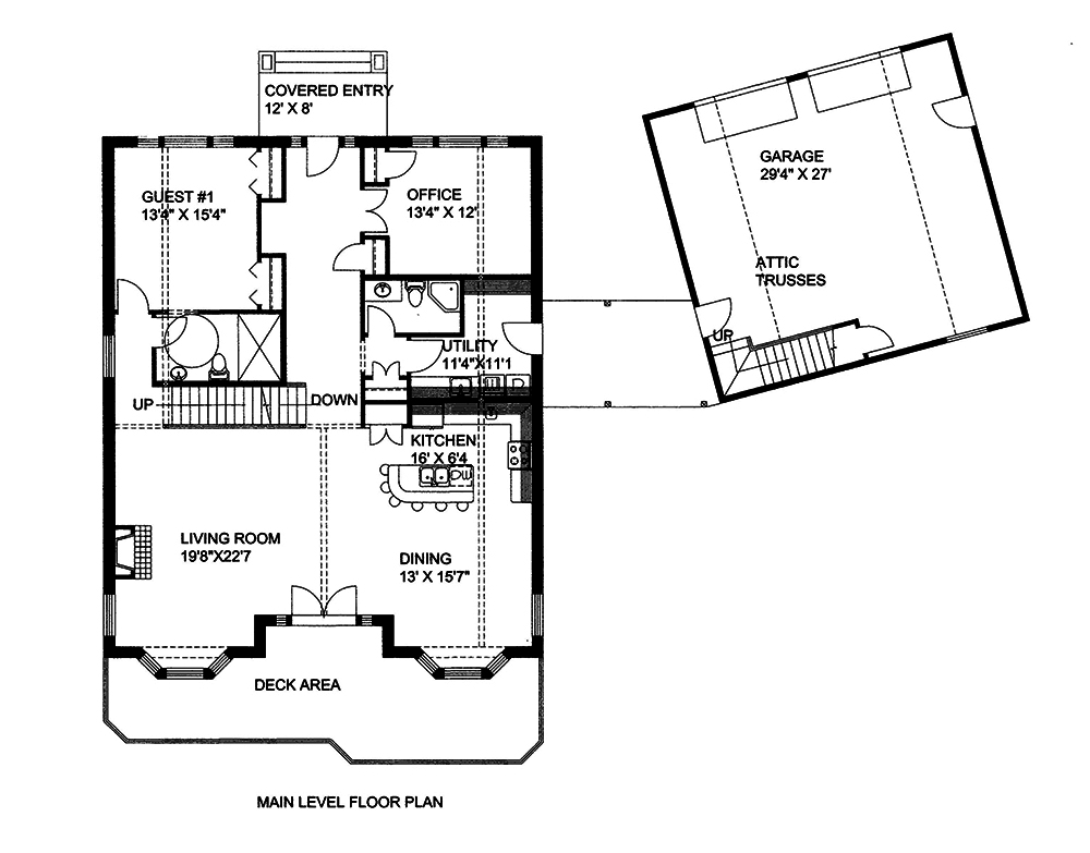 Floor Plan First Story of Craftsman Plan #132-1572