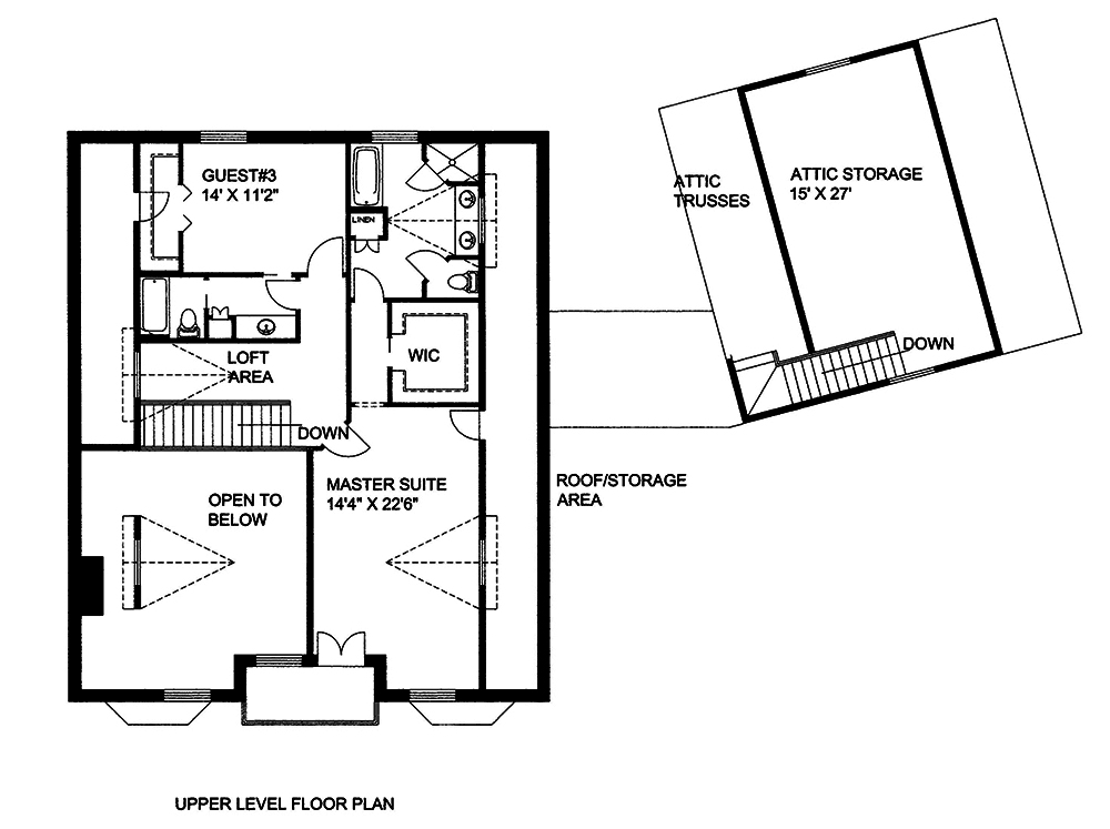 Floor Plan Second Story of Craftsman Plan #132-1572