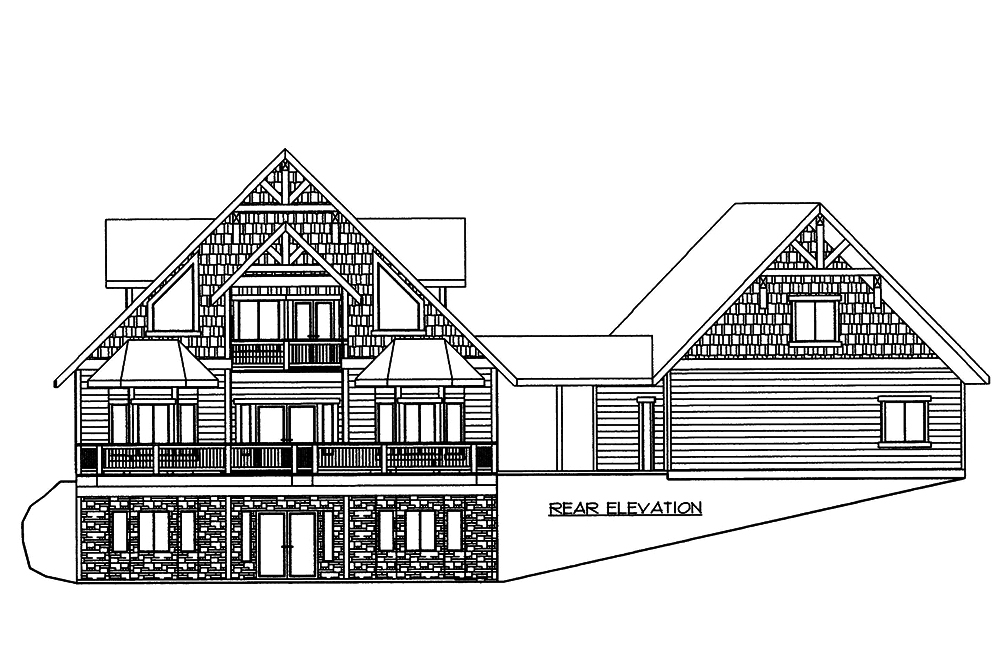 Home Plan Rear Elevation of this 4-Bedroom,5142 Sq Ft Plan -132-1572