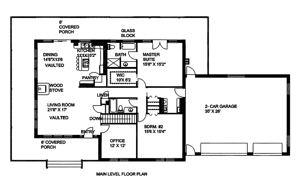 Floor Plan First Story of Craftsman Plan #132-1573