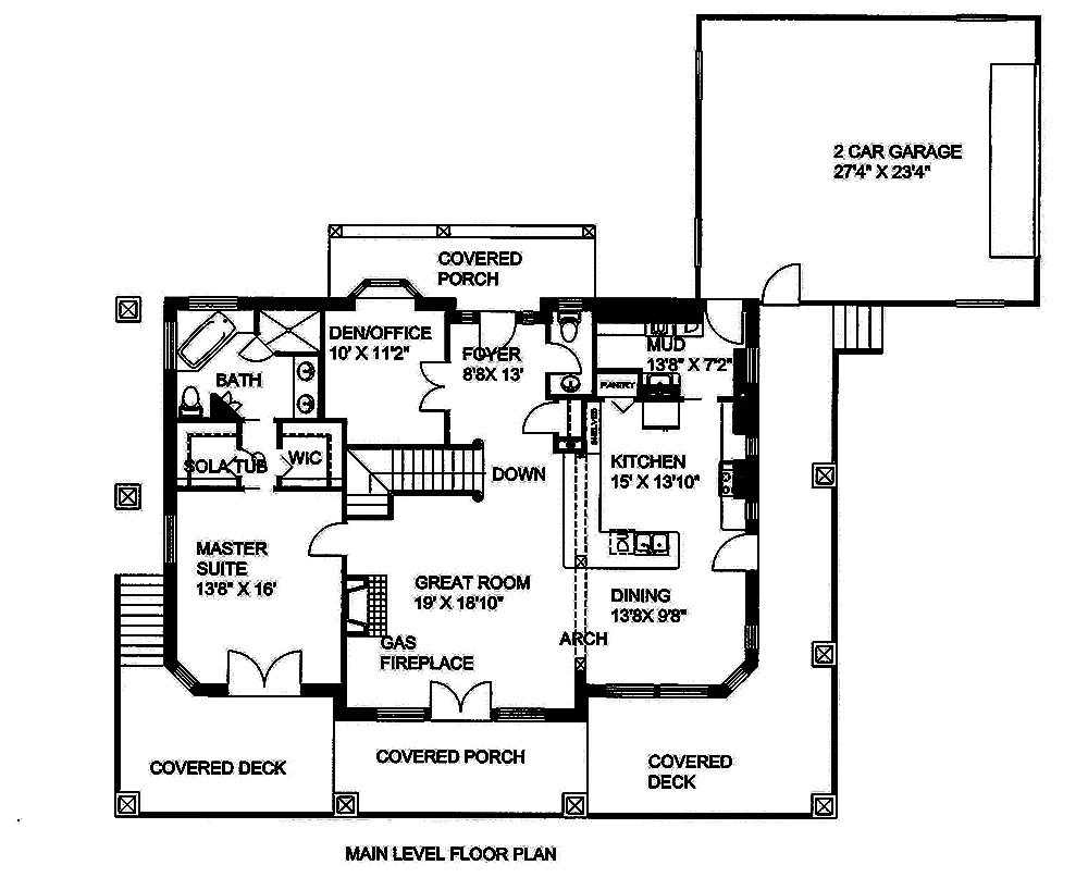 Floor Plan First Story of Craftsman Plan #132-1574