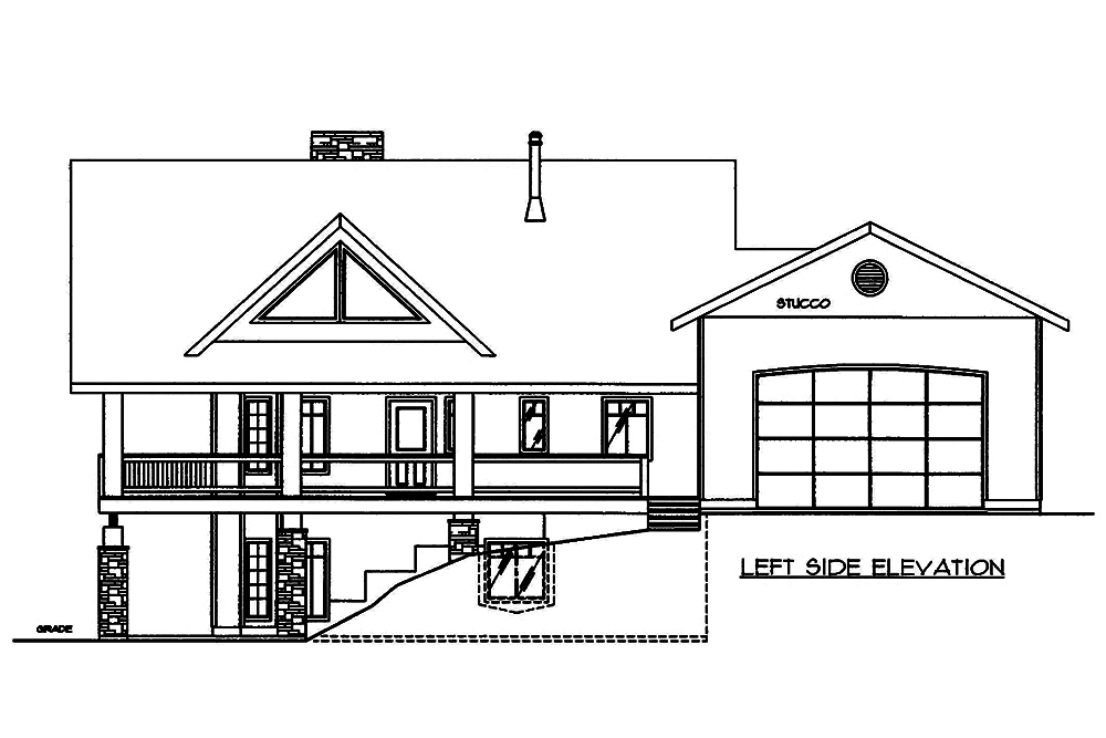 Home Plan Left Elevation of this 3-Bedroom,3304 Sq Ft Plan -132-1574