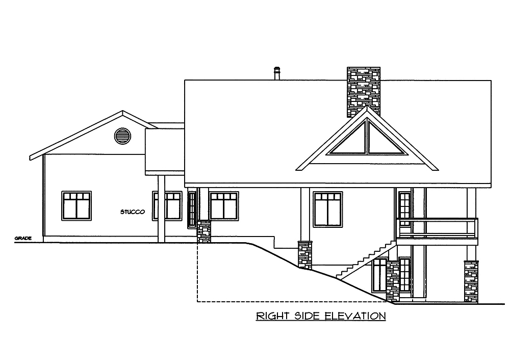 Home Plan Right Elevation of this 3-Bedroom,3304 Sq Ft Plan -132-1574