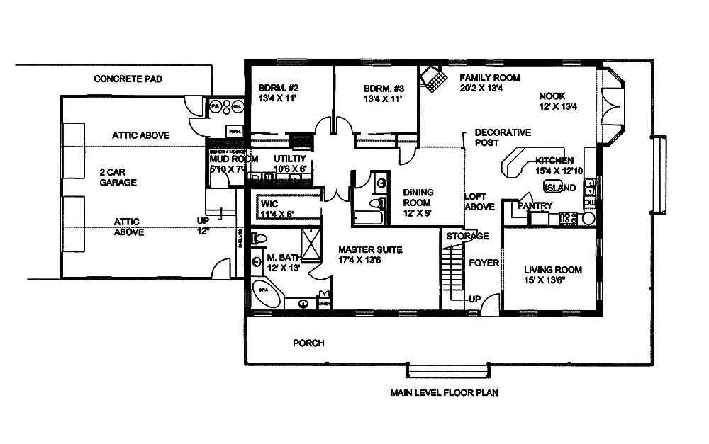 Floor Plan First Story of Craftsman Plan #132-1575