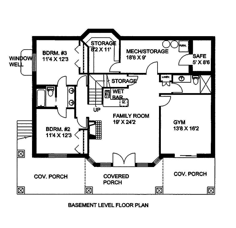 Floor Plan Basement of Craftsman Plan #132-1576