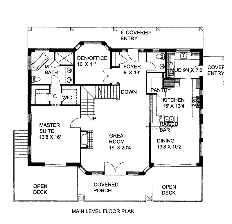 Floor Plan First Story of Craftsman Plan #132-1576