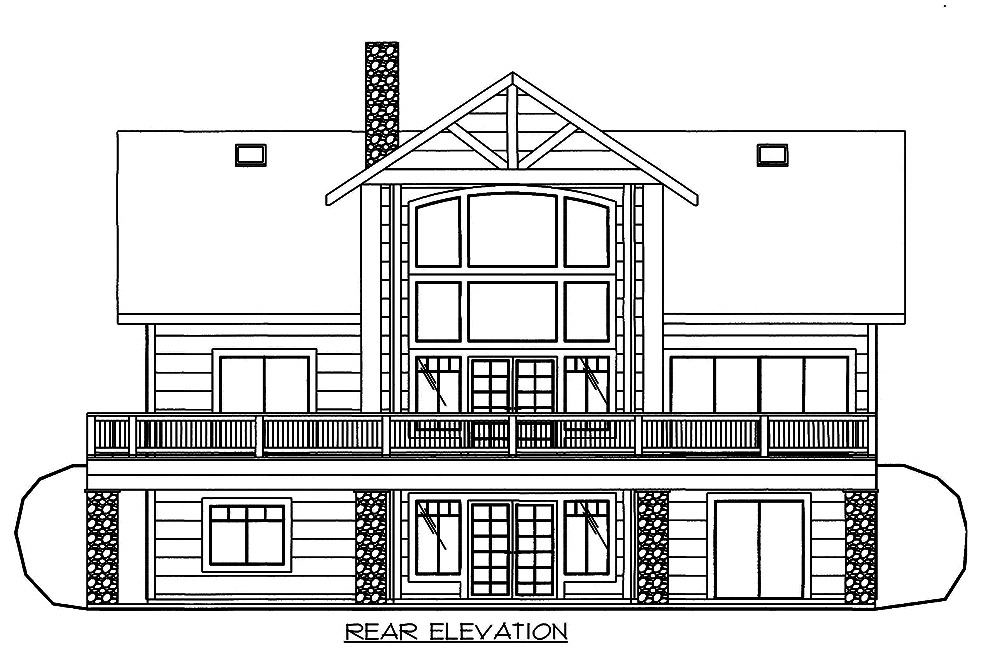 Home Plan Rear Elevation of this 3-Bedroom,3695 Sq Ft Plan -132-1576