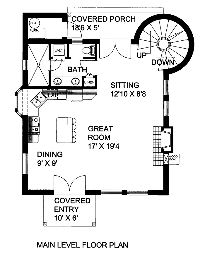 Floor Plan First Story of Cottage Plan #132-1577