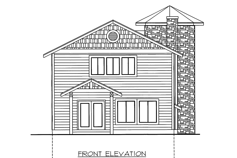 Home Plan Front Elevation of this 1-Bedroom,1453 Sq Ft Plan -132-1577