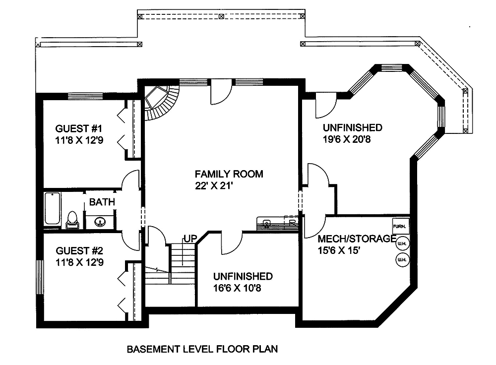 Floor Plan Basement of Craftsman Plan #132-1578