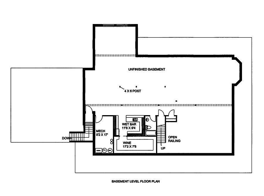 Floor Plan Basement of Craftsman Plan #132-1579
