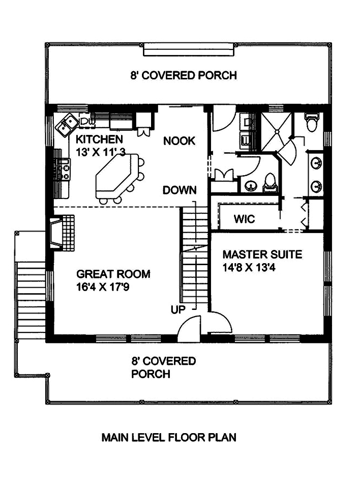 Floor Plan First Story of Craftsman Plan #132-1580