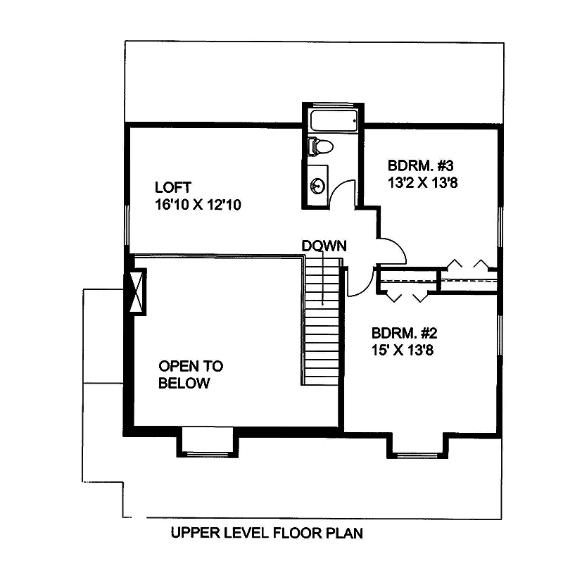 Floor Plan Second Story of Craftsman Plan #132-1580