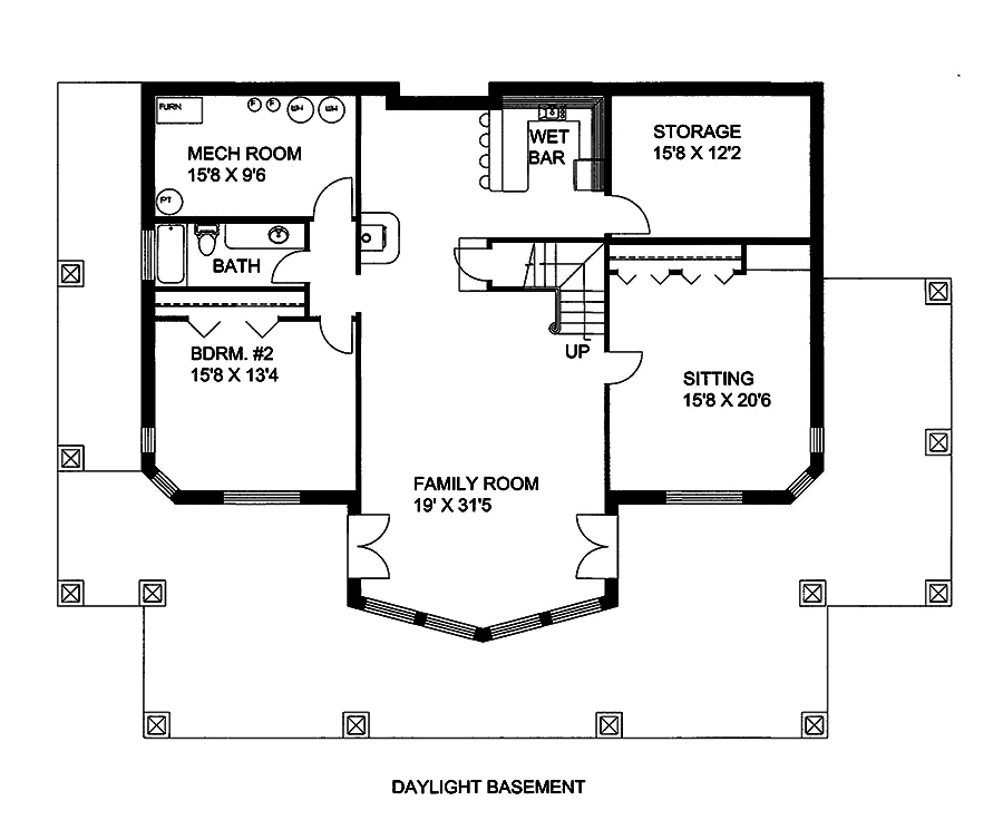 Floor Plan Basement of Craftsman Plan #132-1581