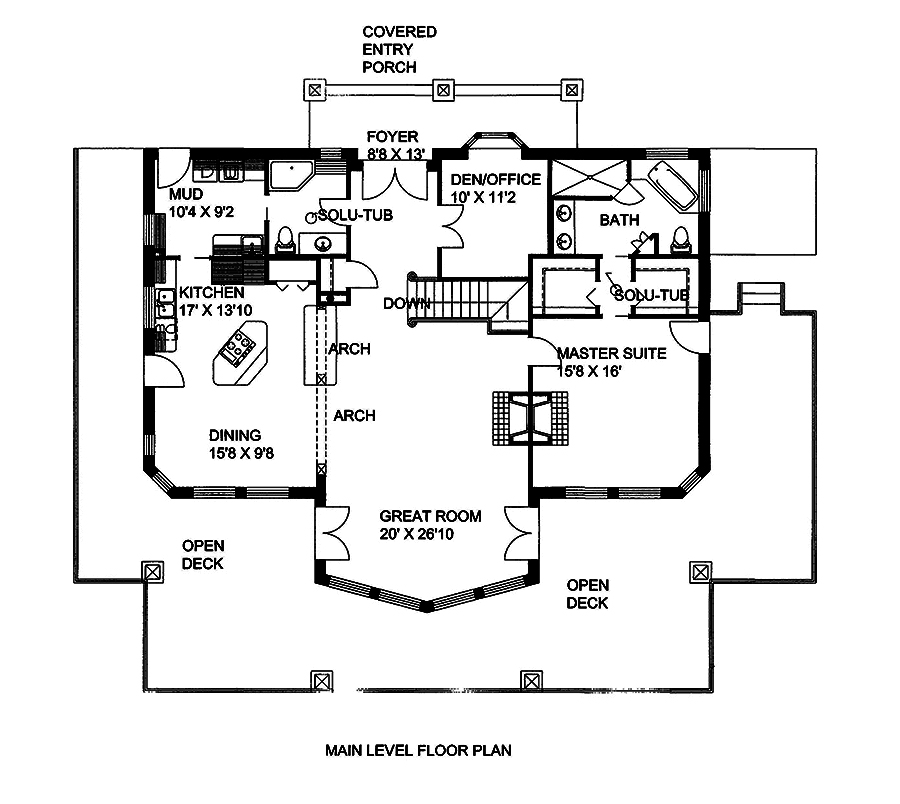 Floor Plan First Story of Craftsman Plan #132-1581