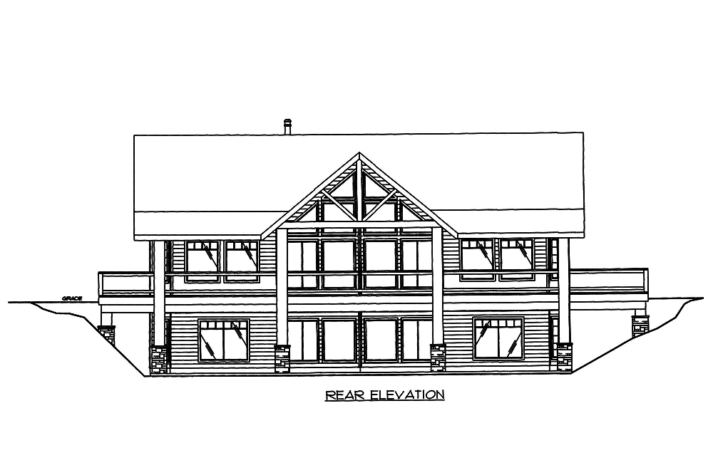 Home Plan Rear Elevation of this 3-Bedroom,3871 Sq Ft Plan -132-1581
