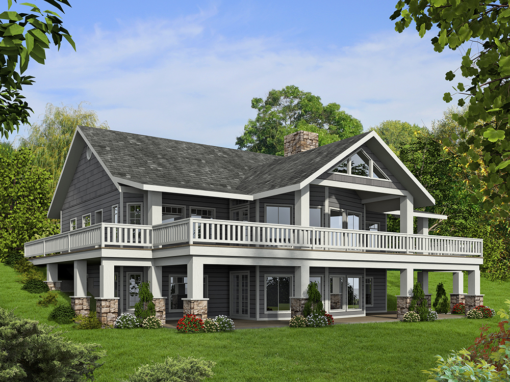 Front Elevation of this Craftsman House (#132-1581) at The Plan Collection.