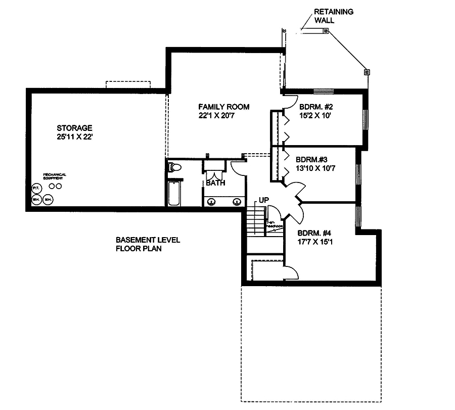 Floor Plan Basement of Modern Plan #132-1582