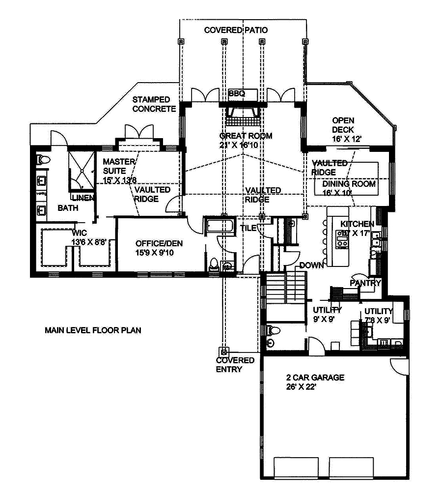 Floor Plan First Story of Modern Plan #132-1582