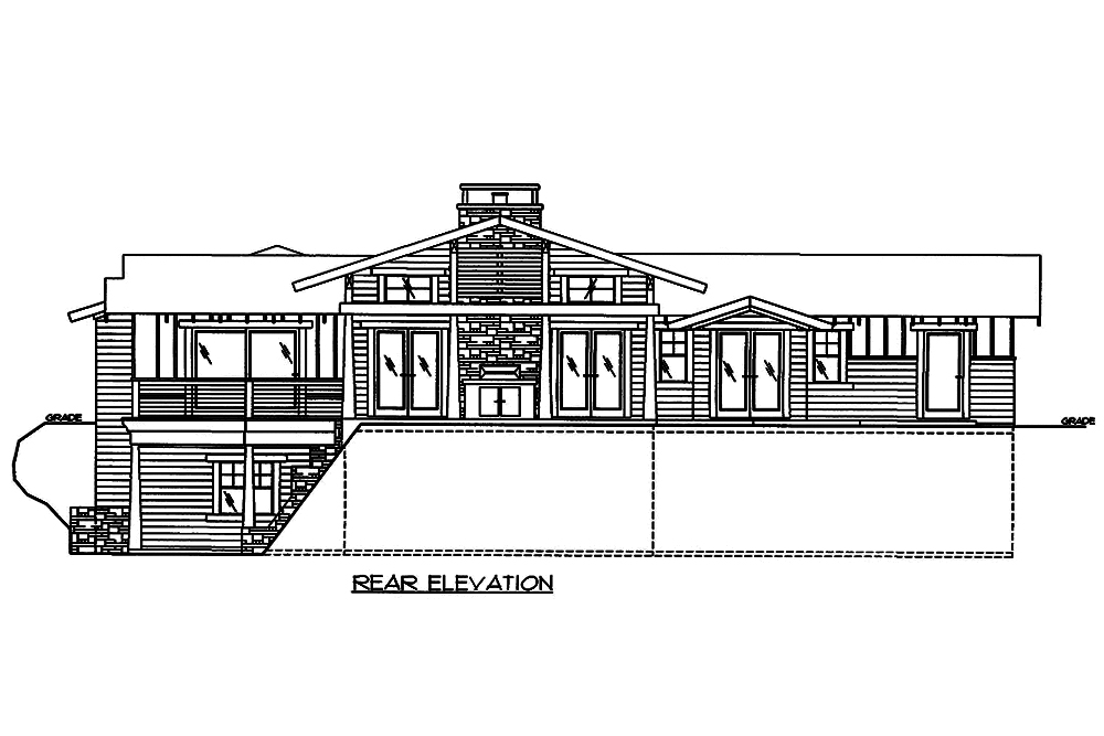 Home Plan Rear Elevation of this 4-Bedroom,4259 Sq Ft Plan -132-1582