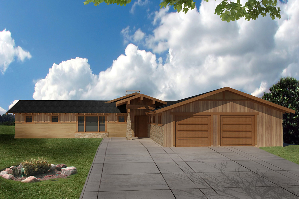 Front Elevation of this Modern House (#132-1582) at The Plan Collection.