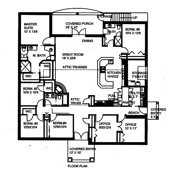 Floor Plan First Story of Craftsman Plan #132-1583