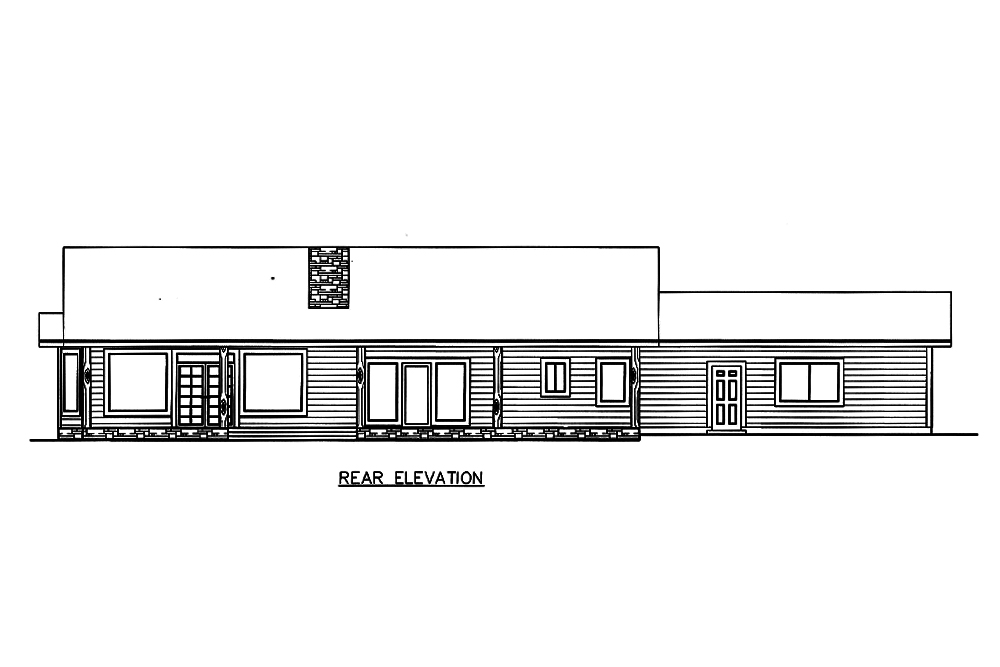 Home Plan Rear Elevation of this 3-Bedroom,2076 Sq Ft Plan -132-1584